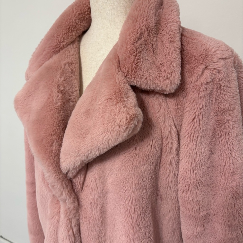 Ci Sono Pink Faux Fur Jacket Sz L - Picture 2 of 6